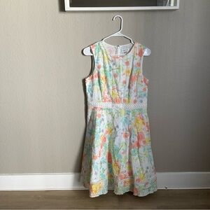 Calvin Klein Pastel Floral Sleeveless Eyelet Dress (8)